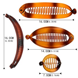 16 PCS Banana Hair Clips，Clincher Comb Fish Hair Clips Round Ponytail Clip Fish Grip Hair Comb Vintage Banana Clip Double Comb Banana Clip Set Fishtail Clip Hair Accessories for Women Girls Curly Hair