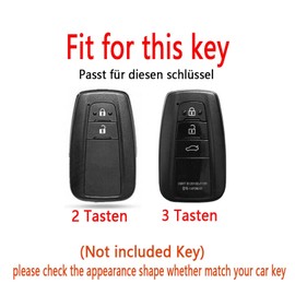 HIBEYO Car Key Case Fits Toyota Corolla RAV4 Camry Prius Prime Avalon C-HR GT86 Highlander Land Cruiser Prado Yaris Key Cover Key Case Protective Key Ring 2 Buttons Silver