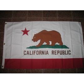AES 3'x5' California Flag Cotton 3x5 Banner Clips 100% Embroidered Sewn Hand Made