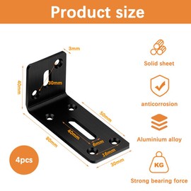 Yemiany 4pcs Angle Brackets (80 x 40 x 30 x 3) mm Heavy Duty Corner Sleeper Bracket, Stainless Steel Corner Brackets for Wood, L Brackets for Furniture Desk Table Shelf Corner Braces