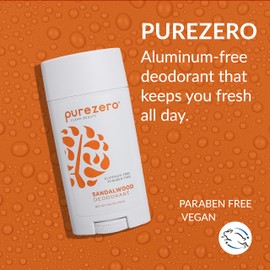 Purezero Deodorant | SANDALWOOD | Aluminum & Paraben Free with Baking Soda and 24-Hour Odor Protection | For Women & Men | Infused with Shea Butter & Coconut Oil (1 Pack)