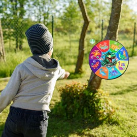 LAMEK 66cm Doppelseitige Klett Dartscheibe Kinder Dino mit 6 klebrigen Bällen 6 Darts Dart Klettball Dartspiel Faltbares Klettballspiel Drinnen Draußen Wurfspiel für ab 3 Jahre Jungen Mädchen