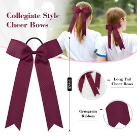 DEEKA DEEKA 16 PCS Maroon Collegiate Style Cheer Bows for Girls Teens Softball Cheerleader Sports
