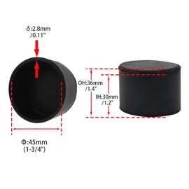 Flyshop 1-3/4 Inches, 45mm Nonslip Chair Leg Caps Rubber Leg Tips Floor Protectors Round Furniture Table Covers 16PCS