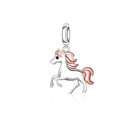 Tufeney Animal Charm Beads for Jewelry Making - 925 Sterling Silver Western Animal Chihuahua/Horse/Axolotl/Cow/Goat/Bat/Pig Charms Gifts for Women DIY Necklace & Bracelet (Horse Bead Charm)