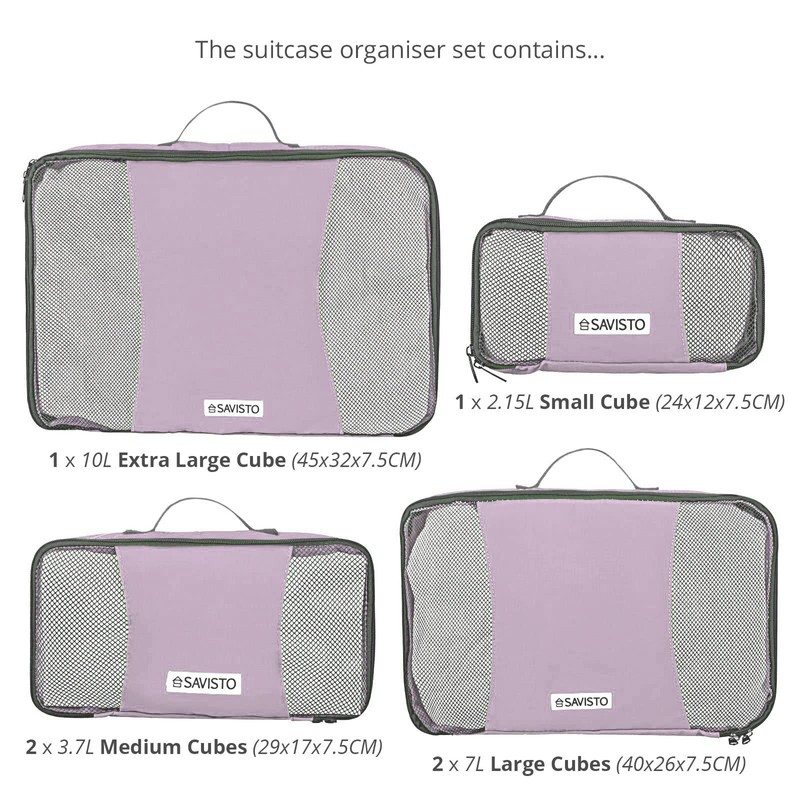 Savisto Packing Cubes - Small, Medium, Large, XL (6-Piece Set)