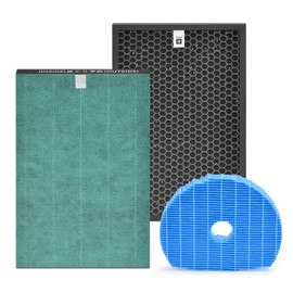 HSIAMEN Filter Compatible with Sharp KC-850U & KC-C100U Air Purifier, H13 True HEPA Replacement, Carbon & Humidifier Filter, Compared to Part # FZ-C100HFU, FZ-C100DFU & FZ-C100MFU, 1-Set