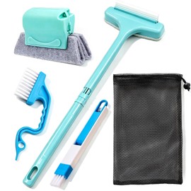 HOMEAN Window Track Cleaning Brush, 2-in-1 Groove Cleaning Tool with 3 Replaceable Pads, Multifunctional Gap Brush for Window Sills Sliding Door Tracks Corners, Household Dust Removal Cleaning Kit