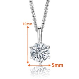 Orovi Moissanite Necklace for Women 18K White Gold Plated 925 Sterling Silver 0.5ct Pendant for Women