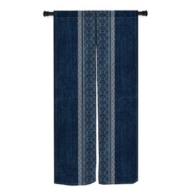 XMJJKUF Noren Japanese Doorway Curtain Long Type Japanese Window Treatment Splicing Wave, Royal Blue Hanging Door Tapestry Polyester for Ukiyoe Room Divider Kitchen Home Decor 33.5" Width x 59" Long