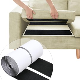 4.4 " X 18.5 Feet Heavy Duty Strips with Adhesive, Nylon Strips Tape Roll, Prevent Couch Cushions, Patio Cushions, Carpets, Mattresses Sliding, Picture Wall Hanging, No Punching Wall Mounting, Black