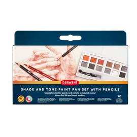Derwent Shade and Tone Mixed Media Paint Set , Set of 15, Half Pan Size, Sketching & Drawing Pencils, Water-Soluble Paint, Ideal for Portraits, Professional Quality Travel Size, 2306248