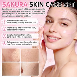 Sakura Skin Care Set for Teenage Girls, Lovely Travel Skincare Set for Women, 20-In-1 Spa Party & Sleepover Skincare Kit with Sleeping Face Mask, Mud Mask, Lip Mask & Exfoliating Scrub, Five of Each
