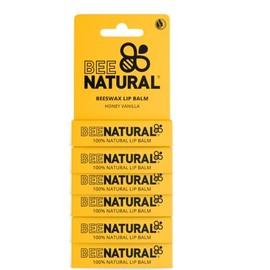 Bee Natural - 100% Natural Moisturising Lip Balm - Honey Vanilla - Pack of 6