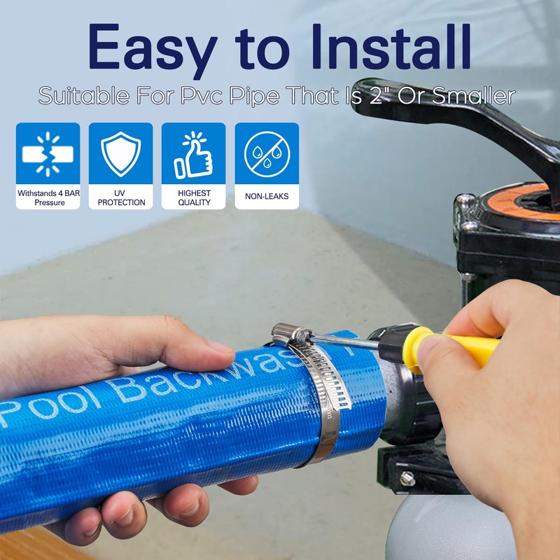 OasisTrim 2" x 100FT Pool Backwash Hose, Heavy-Duty Pool Hose,