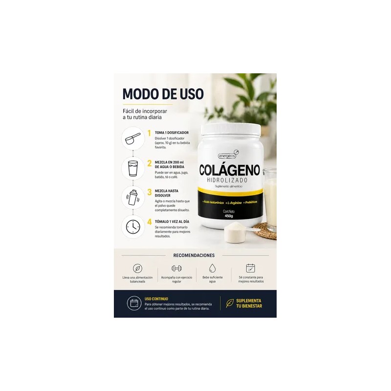 Colágeno Hidrolizado 450g Y Resveratrol 120 Cap Energeios