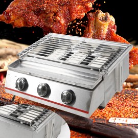 Portable 3-Burner Tabletop Gas Grill Griddle Outdoor Garden BBQ Camping Yard NEW