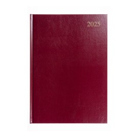 Collins Essential 2025 Business Diary - A4 Week to View Planner with Leathergrain Hardback Cover - Maroon - ESSA43.78-25
