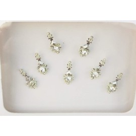 BB115 Silver Bindi Crystal Pearl Stone Bindi Tattoo Forehead Sticker Wedding Tikka Indian Fancy Party Arabian Face Gem Body Art