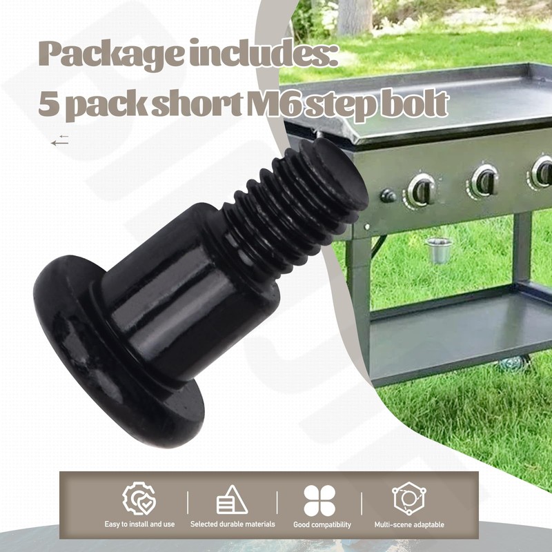 5 Pack Short M6 Step Bolt Compatible with Blackstone Griddle,