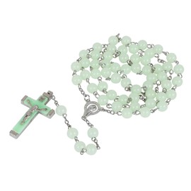 Rosary Beads Catholic,Green Rosaire Glow In the Dark Cross Necklace For Men Women,First Communion Gifts Amulet