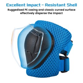 Hejo 6 Pcs Kids knee Pads Elbow Pads, Breathable Guards Protective Gear Set from PE for Children Youth ,With Wrist Pads, for Skating, Scooter, Skateboard, Bike (Blue)