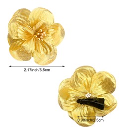 Gold Floral Hair Clips, Hawaiian Style Flower Hairpins, 10 Pack, Summer Beach Accessories for Women