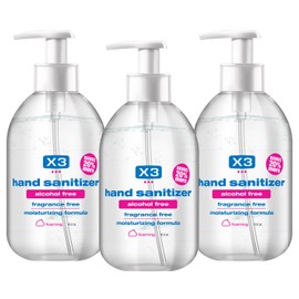 X3 Clean Foaming Hand Sanitizer, Alcohol Free, Fragrance Free, Moisturizing, 10.2 oz Pump Bottles (Pack of 3)