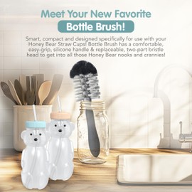 Honey Bear Straw Cup for Babies 2-Pack with Bottle Brush; 8oz Straw Bear Cup,Improved lid Design;honeybear Baby Cup Straw;Honey Bear Bottle Cup.Straw Learning Therapy Cup (Blizzard/Creamsicle)