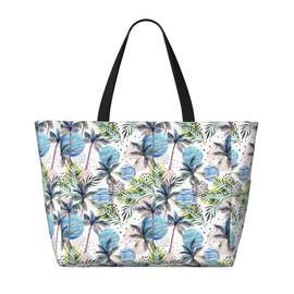 GEENJIAGA Coconut Tree Beach Travel Bag Large Capacity Tote Bag Waterproof Women Handbags with Multiple Pockets for Pool Gym Vacation