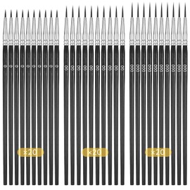 60 Pcs Tiny Detail Paint Brushes #0#00#000 Fine Tip Paints Brush Fine Paint Brushes Set with 3 Sizes Liner Brush for Crafts Watercolor Acrylics Oil Tempera Face Painting