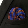 [S&W SHLAX&WING] Men's Necktie Pocket Square Blue Copper Tie Set