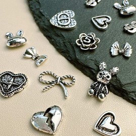 12Pcs 3D Rabbit Nail Art Charms Decorations,Heart Nail Accessories,Bow Manicure Studs Decals for DIY Nail Design Supplies