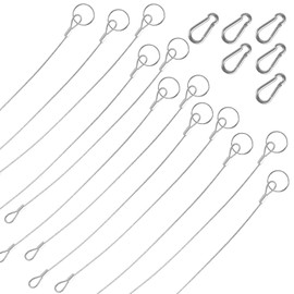 Iyowei Pack of 12 Wire Ropes 2 mm Stainless Steel Rope Tension Rope Steel Cable with Hook and Eye Rope Tension Set Pictures Hanging Rope Steel Cable for Hanging Lights