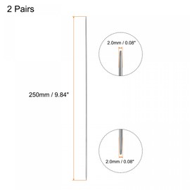 uxcell 2 Pairs Knitting Needle Set, 2.0mm Diameter 9.84 Inches Length Stainless Steel Double Pointed Sweater Needles for Handmade Projects DIY Knitting