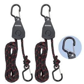 2PCS Kayak Rope Ratchet Tie Down Straps 3/8" ×12' Bow and Stern Tie Down Kayak with Safety S Hook Heavy Duty Ratchet Rope Kayak and Canoe Accessories Black