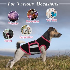 Allroaring Dog Anxiety Vest, Soft Dog Calming Shirt, Reflective Anti-Anxiety Vest Breathable Pet Anxiety Jacket Wrap for Fireworks, Thunderstorms, Separation, Travle, Vet Visits, Black S