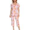 ENJOYNIGHT Women's Cotton Pajamas Set Short Sleeve Top with Capri