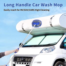 Wontolf 62'' Car Wash Brush With Long Handle - Chenille Microfiber Mop Mitt, Cleaning Kit, Windshield Window Squeegee, Duster, Microfiber Towels, Wheel Tire Brush for Cars, RV, Truck, Boat