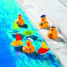 Fun Express Nautical Sailor Hat Rubber Ducks (Set of 12 Duckies) Party Favors and Supplies…
