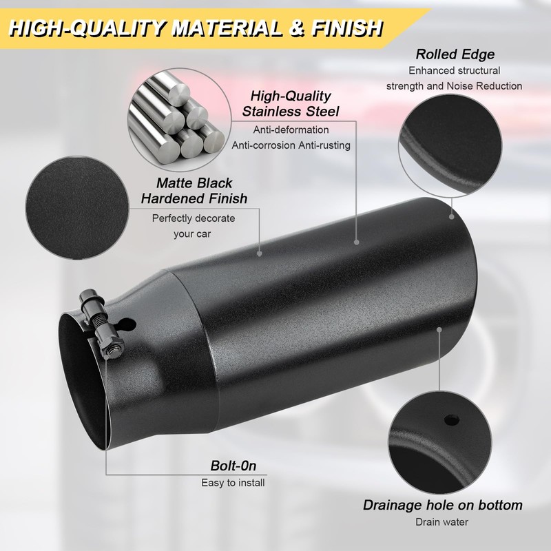 Vurkcy 4 inch Inlet Exhaust Tip, 5" Outlet 12" Overall