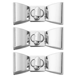 sourcing map 3Set Turn Lock Clasp, Bowknot Press Lock Clasp Closure Twist Turn Locks Hardware Buckle Fasteners for Purse Leather Bag Handbag Making Accessories (55x23mm, Silver)