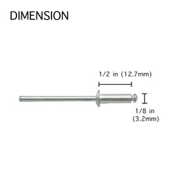 100 Pcs 1/8" x 1/2" Aluminum Pop Rivets, 3.2 x 12.7mm Silver Blind Rivets
