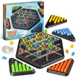 Chain Triangle Chess Game, Triggle Board Games, Triggle Rubber Band Game, Triangle Chess Game Set Desktop Board Interactive Game for Kids Adult Family Party, 2-4 Players