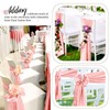 Pesonlook 100Pcs Satin Chair Sashes Ties, Rose Gold Satin Chair