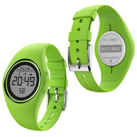 HUYVMAY Pedometer Watch Wristwatch with 2 Alarm Clocks, Stopwatch, Always on Display, Sports Watch Distance/Calorie/Step Counter for Women (Green)