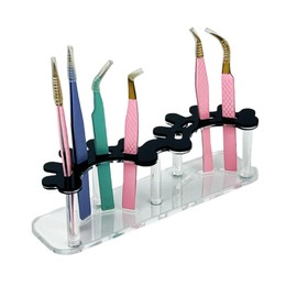 LIXIMMAZN 8 Holes Tweezers Holder, Acrylic Eyelash Extensions Supplies Organizer, Cosmetic Beauty Tweezers Display (Black)