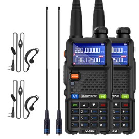 BAOFENG 2 Packs UV-5RM Two Way Radio Multi-Band Long Range Walkie Talkie NOAA USB-C Charging Upgrade of UV-5R Ham Radio Air Band 1.77in LCD Screen with 771 Antenna Headset