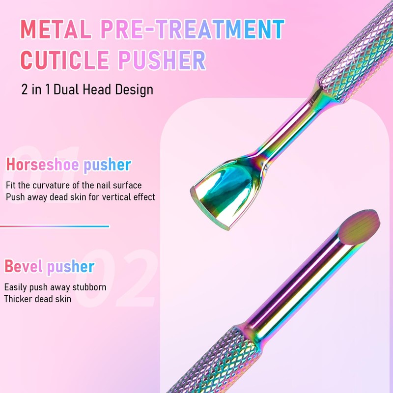 Dual Ended Cuticle Remover,Pre-Treatment Cuticle Pusher with 100#/240# Grit Sandpaper