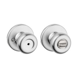 Kwikset Tylo Interior Privacy Door Knob with Lock, Door Handle For Bathroom and Bedroom, Satin Chrome Keyless Turn Lock Doorknob, 1 Count (Pack of 1)